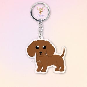 Red Dachshund Acrylic Keychain, Cute Cartoon Dog Charm, Pet Lover Gift, Dog Mom Accessories, Pet Memorial Keepsake, Bag Charm Keyring
