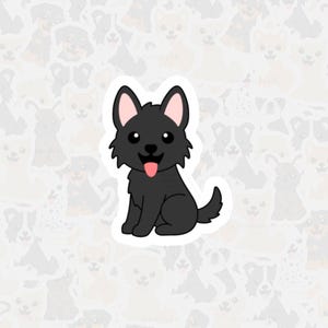 Schwarzer Deutscher Schäferhund Vinyl Sticker, Wasserfester Hunde Aufkleber, Niedlicher Schäferhund Cartoon Sticker, Andenken an Haustier
