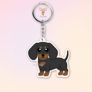 Black & Tan Dachshund Acrylic Keychain, Cute Cartoon Dog Charm, Pet Lover Gift, Dog Mom Accessories, Pet Memorial Keepsake, Bag Charm