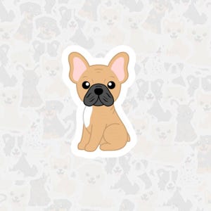 Fawn Französische Bulldogge Vinyl Sticker, Wasserfester Hunde Aufkleber, Niedlicher Frenchie Cartoon Sticker, Andenken an Haustier