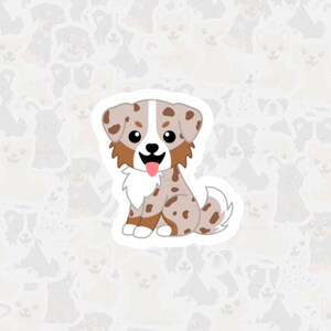 Red Merle Australian Shepherd Vinyl Sticker, Wasserfester Hunde Aufkleber, Niedlicher Aussie Cartoon Sticker, Andenken an Haustier