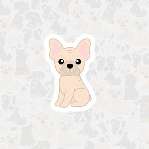 Cream French Bulldog Vinyl Sticker, Waterproof Dog Sticker, Cute Frenchie Cartoon Sticker, Pet Loss Memorial Keepsake, Gift for Doglovers