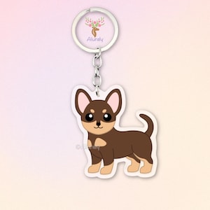 Chocolate & Tan Chihuahua Acrylic Keychain, Cute Cartoon Dog Charm, Pet Lover Gift, Dog Mom Accessories, Pet Memorial Keepsake, Bag Charm
