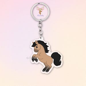 Falbe Pferd Acryl Schlüsselanhänger, Süßer Cartoon Pferde Anhänger, Geschenk für Reiter, Pferdeliebhaber Accessoire, Gedenkgeschenk