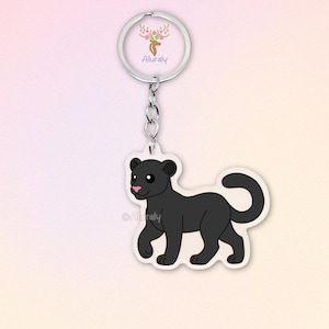 Schwarzer Panther Acryl Schlüsselanhänger, Süßer Cartoon Gepard Anhänger, Geschenk für Raubkatzenliebhaber, Großkatzen Accessoires