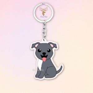 Blue American Pitbull Terrier Dog Acrylic Keychain, Cute Cartoon Dog Charm, Pet Lover Gift, Dog Mom Accessories, Pet Keepsake, Bag Charm