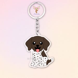Liver German Shorthaired Pointer Acrylic Keychain, Cute Cartoon Dog Charm, Pet Lover Gift, Dog Mom Accessories, Kawaii Bag Charm Keyring