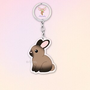 Black Tort Netherland Dwarf Rabbit Acrylic Keychain, Cute Cartoon Bunny Charm, Pet Lover Gift, Small Animal Accessories, Pet Memorial