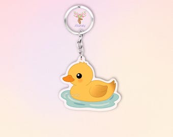 Duck Acrylic Keychain, Cute Cartoon Duck Charm, Bird Lover Gift, Bird Accessories, Wildlife Animal, Bag Charm Keyring