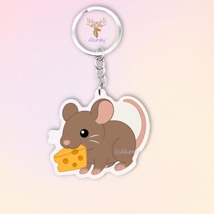 Mouse Acrylic Keychain, Cute Cartoon Hamster Charm, Pet Lovers Gift, Rodent Accessory, Pet Loss Memorial, Bag Charm Keyring