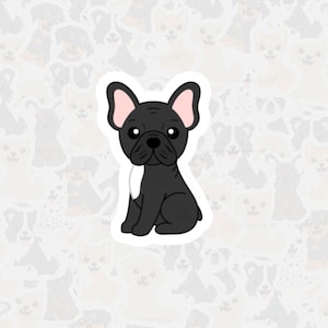 Schwarze Französische Bulldogge Vinyl Sticker, Wasserfester Hunde Aufkleber, Niedlicher Frenchie Cartoon Sticker, Andenken an Haustier