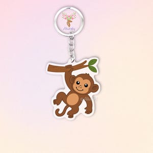 Affe Acryl Schlüsselanhänger, Niedlicher Cartoon Primaten Anhänger, Geschenk für Tierliebhaber und Affen-Fans, Dschungel Accessoire