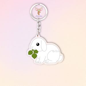 White Holland Lop Rabbit Acrylic Keychain, Cute Cartoon Bunny Charm, Pet Lover Gift, Small Animal Accessories, Pet Keepsake, Bag Charm