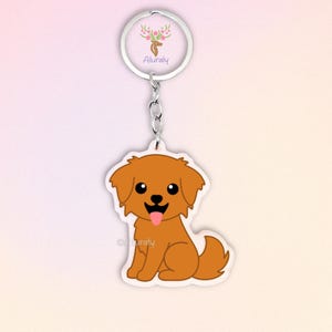 Red Golden Retriever Acrylic Keychain, Cute Cartoon Dog Charm, Pet Lover Gift, Dog Mom Accessories, Pet Memorial Keepsake, Bag Charm