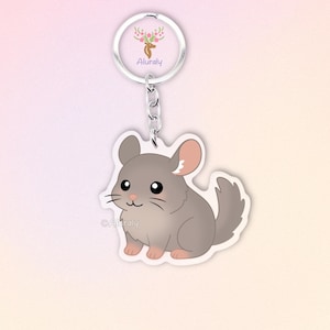 Chinchilla Acrylic Keychain, Cute Cartoon Chinchilla Charm, Animal Lovers Gift, Rodent Accessory, Pet Memorial Keepsake, Bag Charm Keyring