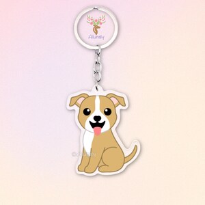 Fawn American Pitbull Terrier Dog Acrylic Keychain, Cute Cartoon Dog Charm, Pet Lover Gift, Dog Mom Accessories, Pet Keepsake, Bag Charm