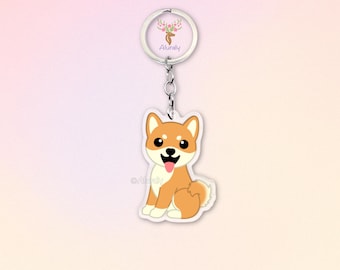 Red Shiba Inu Dog Acrylic Keychain, Cute Cartoon Dog Charm, Pet Lover Gift, Dog Mom Accessories, Pet Memorial Keepsake, Bag Charm Keyring