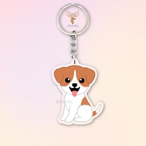 Red & White Jack Russell Terrier Acrylic Keychain, Cute Cartoon Dog Charm, Pet Lover Gift, Dog Mom Accessories, Pet Keepsake, Bag Charm