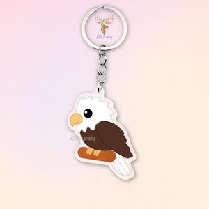 Bald Eagle Acrylic Keychain, Cute Cartoon Bird Charm, Bird Lover Gift, Bird of Prey Accessories, Wildlife Animal, Bag Charm Keyring
