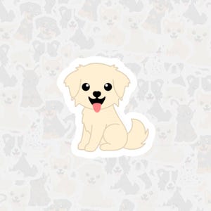 Creme Golden Retriever Vinyl Sticker, Wasserfester Hunde Aufkleber, Niedlicher Hund Cartoon Sticker, Andenken an Haustier