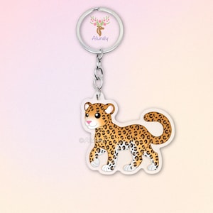 Leopard Acryl Schlüsselanhänger, Süßer Cartoon Leopard Anhänger, Geschenk für Raubkatzenliebhaber, Großkatzen Accessoires, Safari Andenken