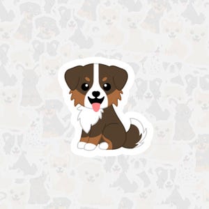 Red Tri Australian Shepherd Vinyl Sticker, Wasserfester Hunde Aufkleber, Niedlicher Aussie Cartoon Sticker, Andenken an Haustier