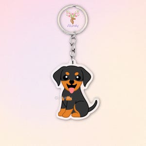 Doberman Dog Acrylic Keychain, Cute Cartoon Dog Charm, Pet Lover Gift, Dog Mom Accessories, Pet Memorial Keepsake, Bag Charm Keyring