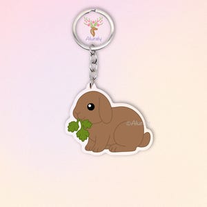Brown Holland Lop Rabbit Acrylic Keychain, Cute Cartoon Bunny Charm, Pet Lover Gift, Small Animal Accessories, Pet Memorial Keepsake