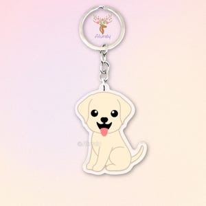 Yellow Labrador Retriever Acrylic Keychain, Cute Cartoon Dog Charm, Pet Lover Gift, Dog Mom Accessories, Pet Memorial Keepsake, Keyring
