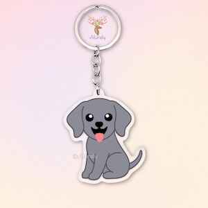 Weimaraner Acrylic Keychain, Cute Cartoon Dog Charm, Pet Lover Gift, Dog Mom Accessories, Pet Memorial Keepsake, Kawaii Bag Charm Keyring