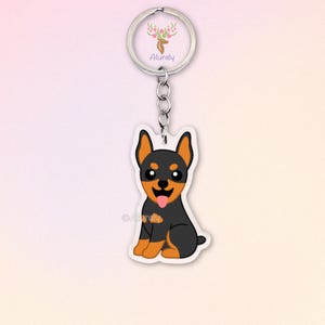 Cropped Doberman Pinscher Dog Acrylic Keychain, Cute Cartoon Dog Charm, Pet Lover Gift, Dog Mom Accessories, Pet Keepsake, Bag Charm