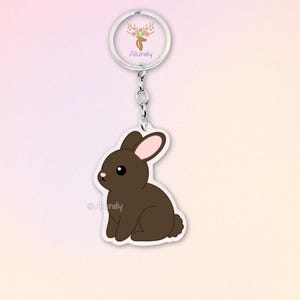 Chocolate Farbenzwerg Kaninchen Acryl Schlüsselanhänger, Cartoon Hase Anhänger, Tierliebhaber Geschenk, Kleintier Accessoire, Gedenkgeschenk
