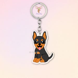 Doberman Dog with Cropped Ears Acrylic Keychain, Cute Cartoon Dog Charm, Pet Lover Gift, Dog Mom Accessories, Pet Keepsake