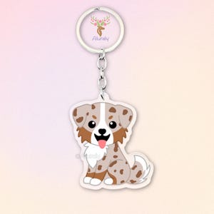 Red Merle Australian Shepherd Acrylic Keychain, Cute Cartoon Dog Charm, Pet Lover Gift, Dog Mom Accessories, Pet Memorial Keepsake, Keyring