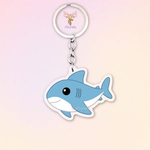 White Shark Acrylic Keychain, Cute Cartoon Ocean Charm, Marine Life Lover Gift, Tropical Fish Accessories, Animal Keepsake, Bag Charm