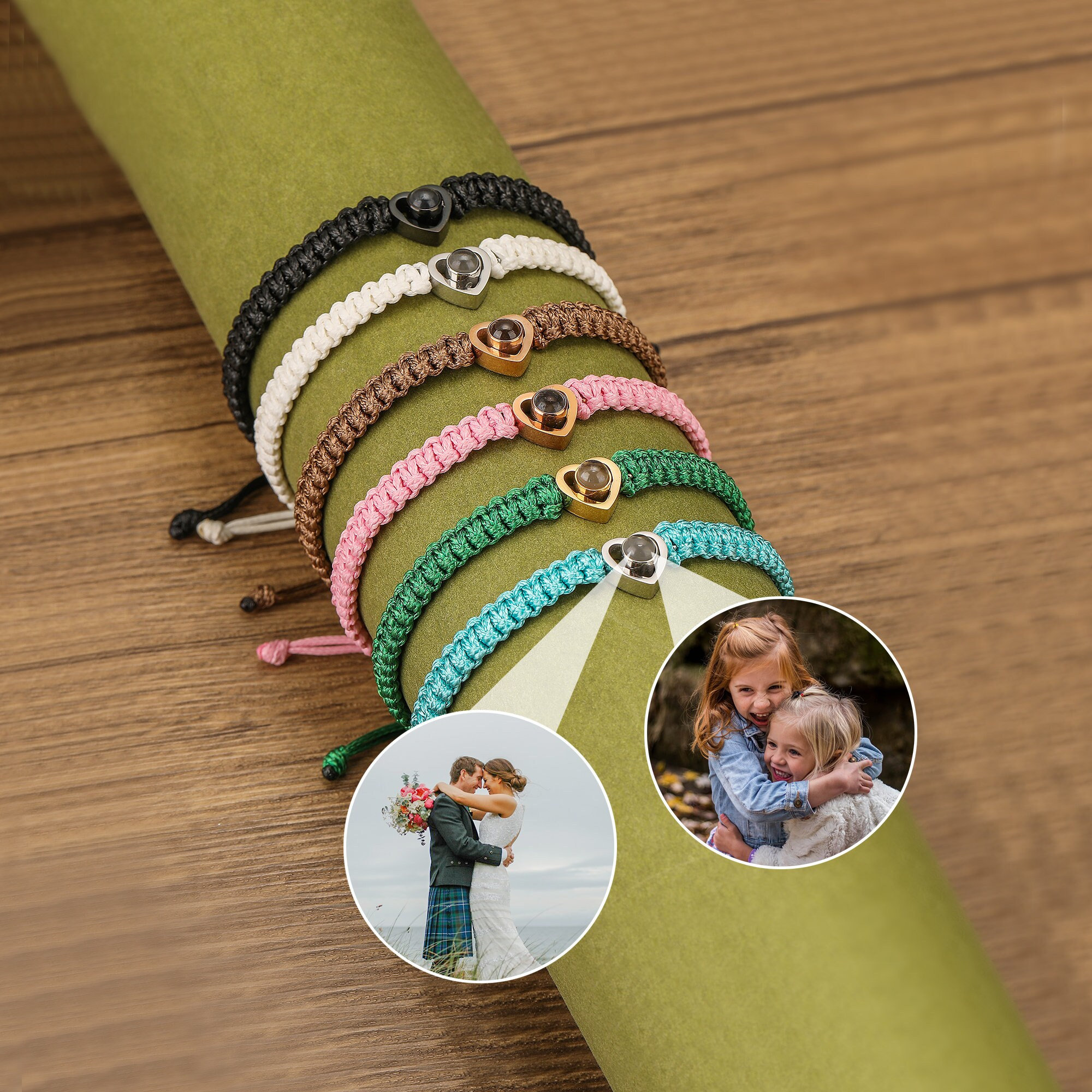 Photo Projection Bracelet Custom Picture Projection Bracelets Handmade Minimalist Memorial Secret Projection Heart Jewelry Gift for Her Him
