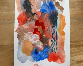 Waterfall 3  - an A5 original artwork painted in goauche, with pencil