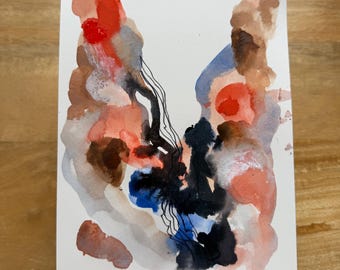 Waterfall 4  - an A5 original artwork painted in goauche, with pencil