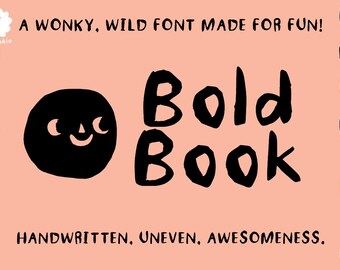 Bold Book - un font robusto e divertente, realizzato a mano, ideale per progetti, disponibile per il download digitale in formato OTF e TTF.
