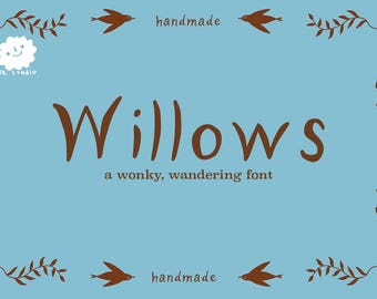 Willows - un magico font fatto a mano per progetti, disponibile per il download digitale in formato OTF e TTF.