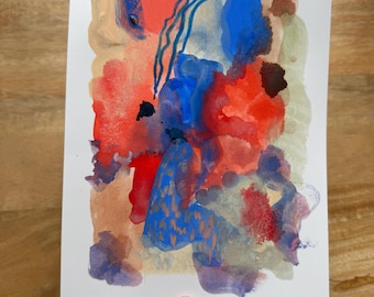 Waterfall 4  - an A5 original artwork painted in goauche, with pencil