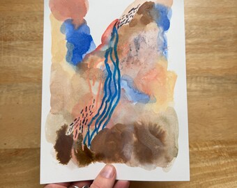 Waterfall 1  - an A5 original artwork painted in goauche, with pencil