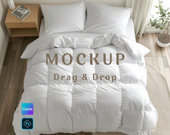 Coperta Mockup, Copriletto Mockup, Cuscino Mockup, Piumino Mockup, Cuscino Mockup, Copripiumino Mockup, File Png, Jpg e Psd.