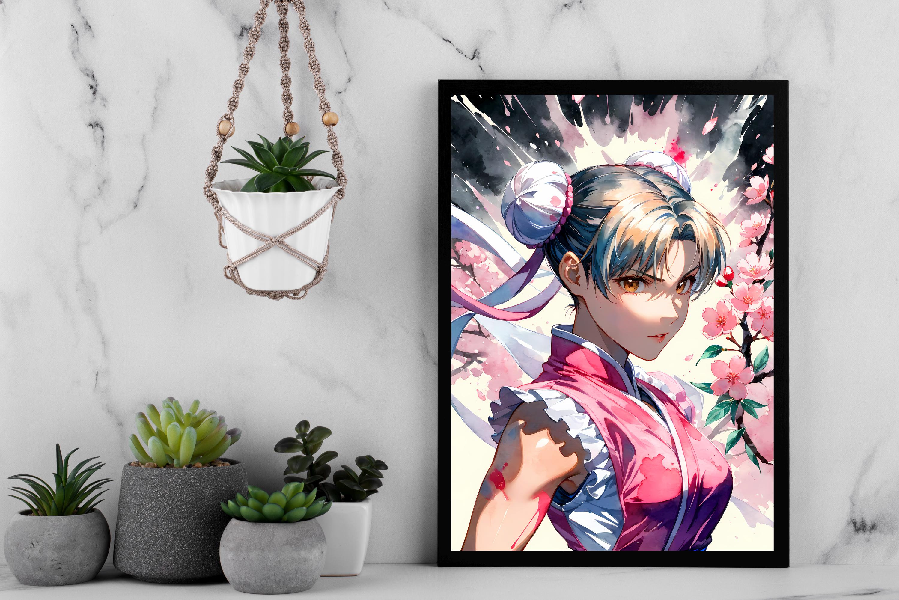 Chun Li Cherry Blossom Poster, Street Fighter, Design, Japanese Anime ...