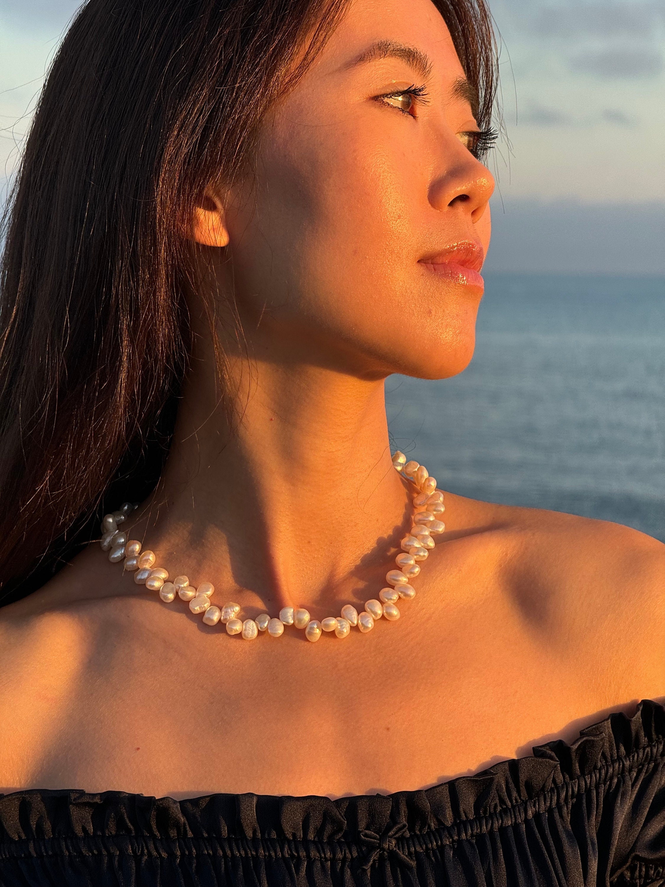 ■VINTAGE HOLLYWOOD■ Double Ring Pearl Necklace VH2479NE007 Vintage Pearl Necklace Double - Etsy