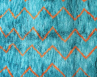 Mrirt Moroccan Berber rug, Beni ourain rug, floor rug, Custom Handmade Wool rug, Boho area rug, Tapis berbère, Teppich, Turquoise orange