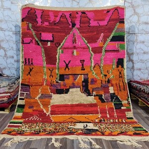 Tapis Berbère Marocain – 5,2x8 Ft – Laine Tissée Main – Multicolore – Boho
