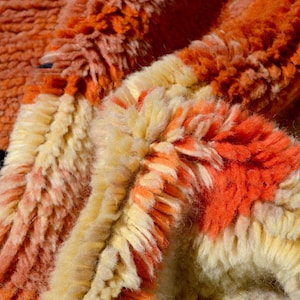 Handmade Mrirt rug, Moroccan rug, Beni ourain Wool rug, 8x10 Berber Carpet, Azilal Boho rug, Tapis Berbère, Teppich, Orange, Wool Brown Gray