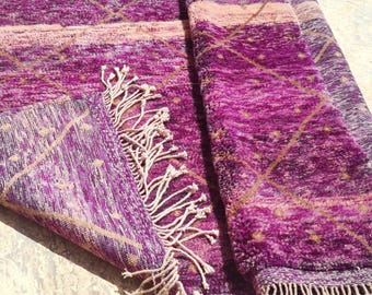 Moroccan Tribal rug, Mrirt Wool rug, Beni ourain Bohemian Area rug, Boho Azilal Handmade rug, Boujaad Berber rug, Teppich-Tapis, Purple pink