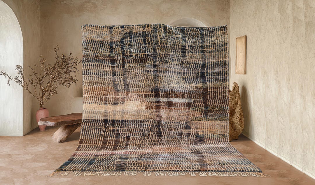 Tapis Berbère Marocain Fait Main – Azilal, Laine 100%, Multicolore, 100x150cm